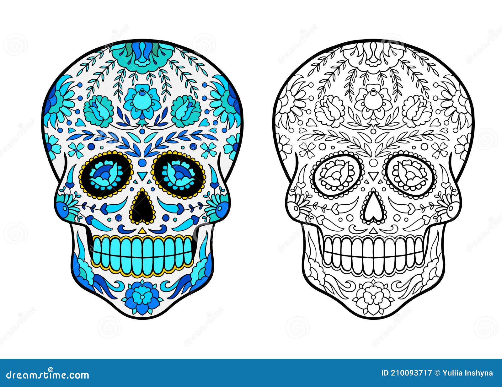 Sugar skull coloring page stock vector illustration of festival