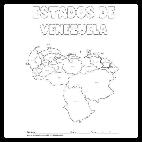 Mapa de venezuela para colorear con sus estados