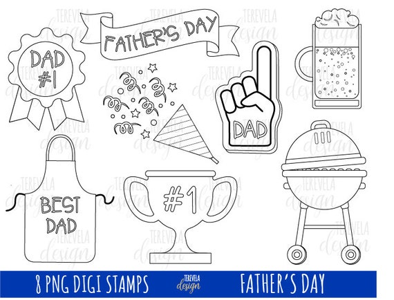 Fathers day stamps dad clipart best dad grill digital stamps beer apron super dad coloring page foam hand fathers day holidays