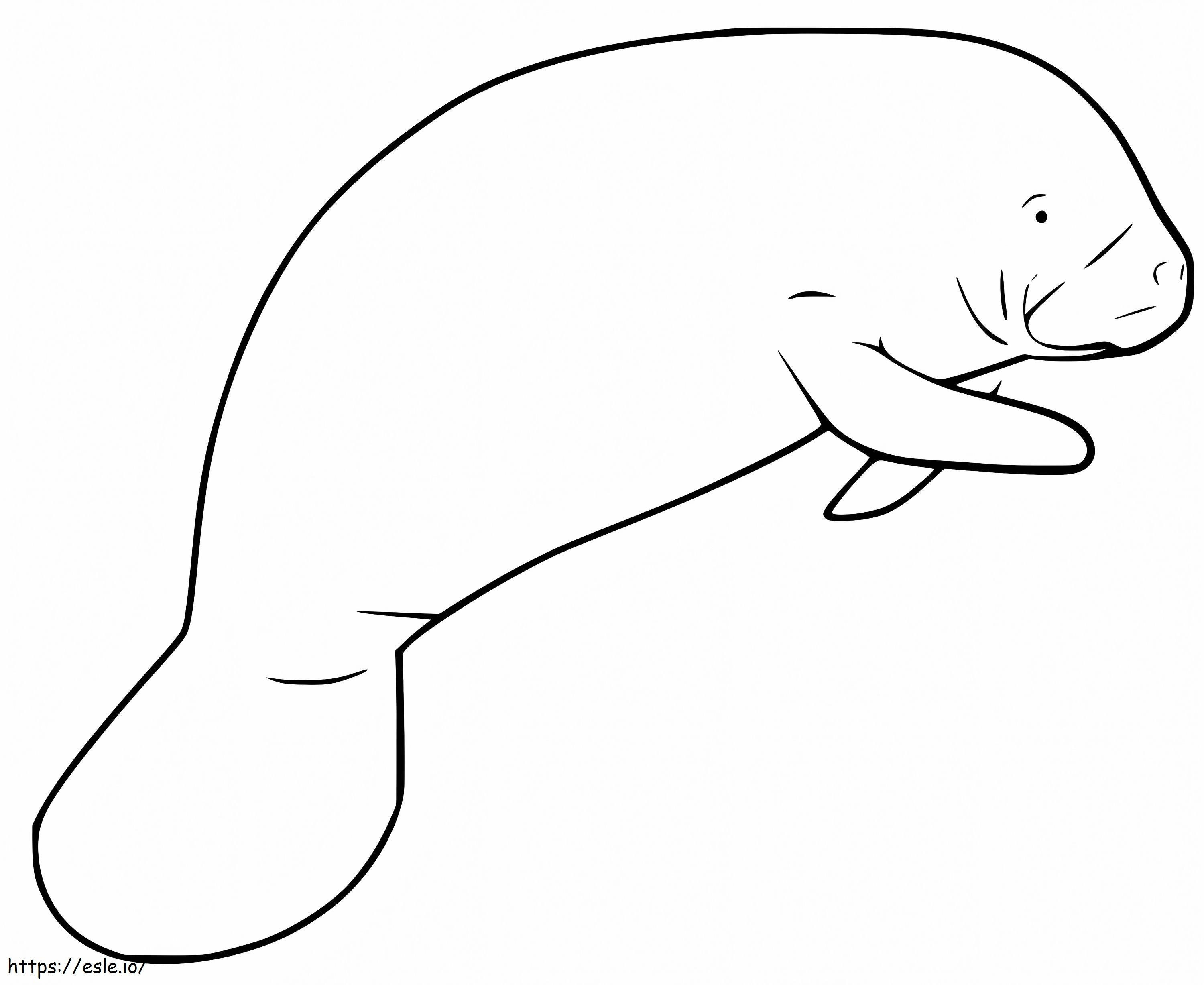 Easy manatee coloring page