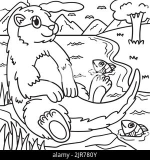 Sea otter coloring page for kids stock vector image art