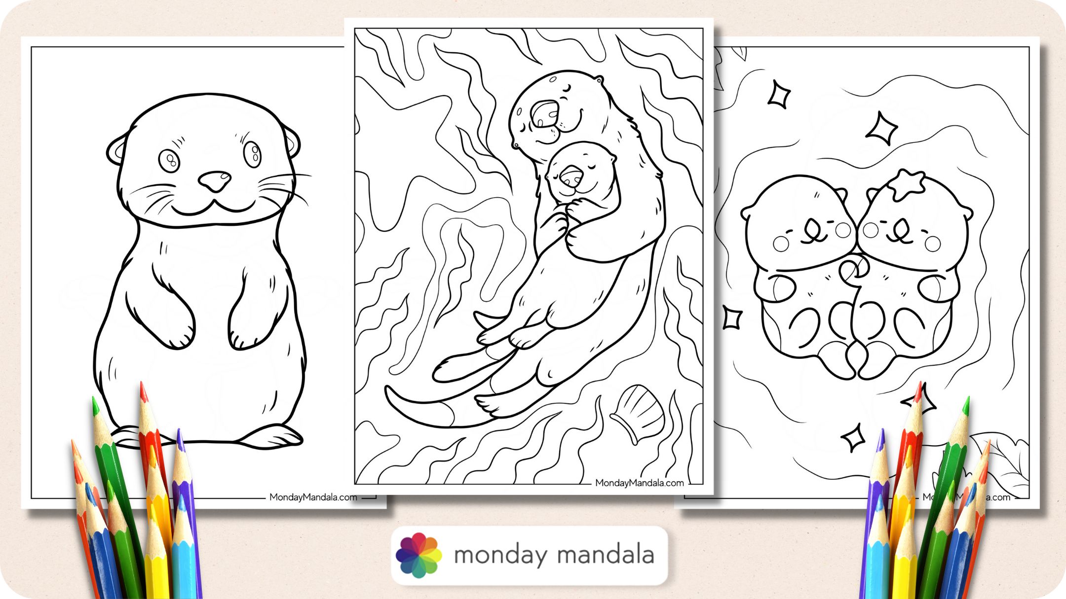 Otter coloring pages free pdf printables