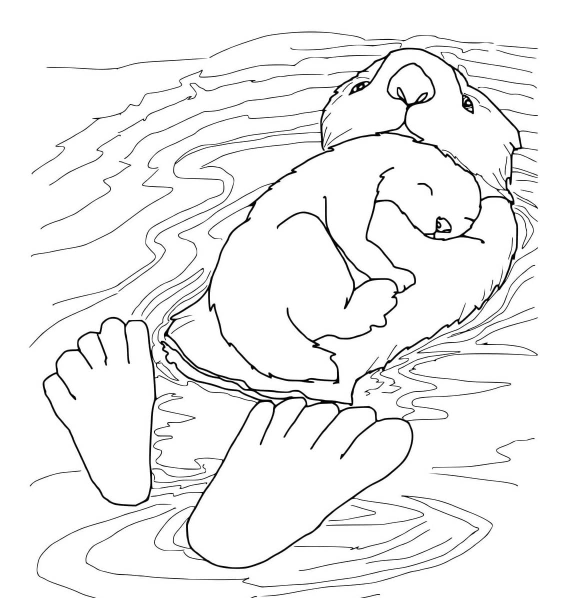 Sweet otters coloring page