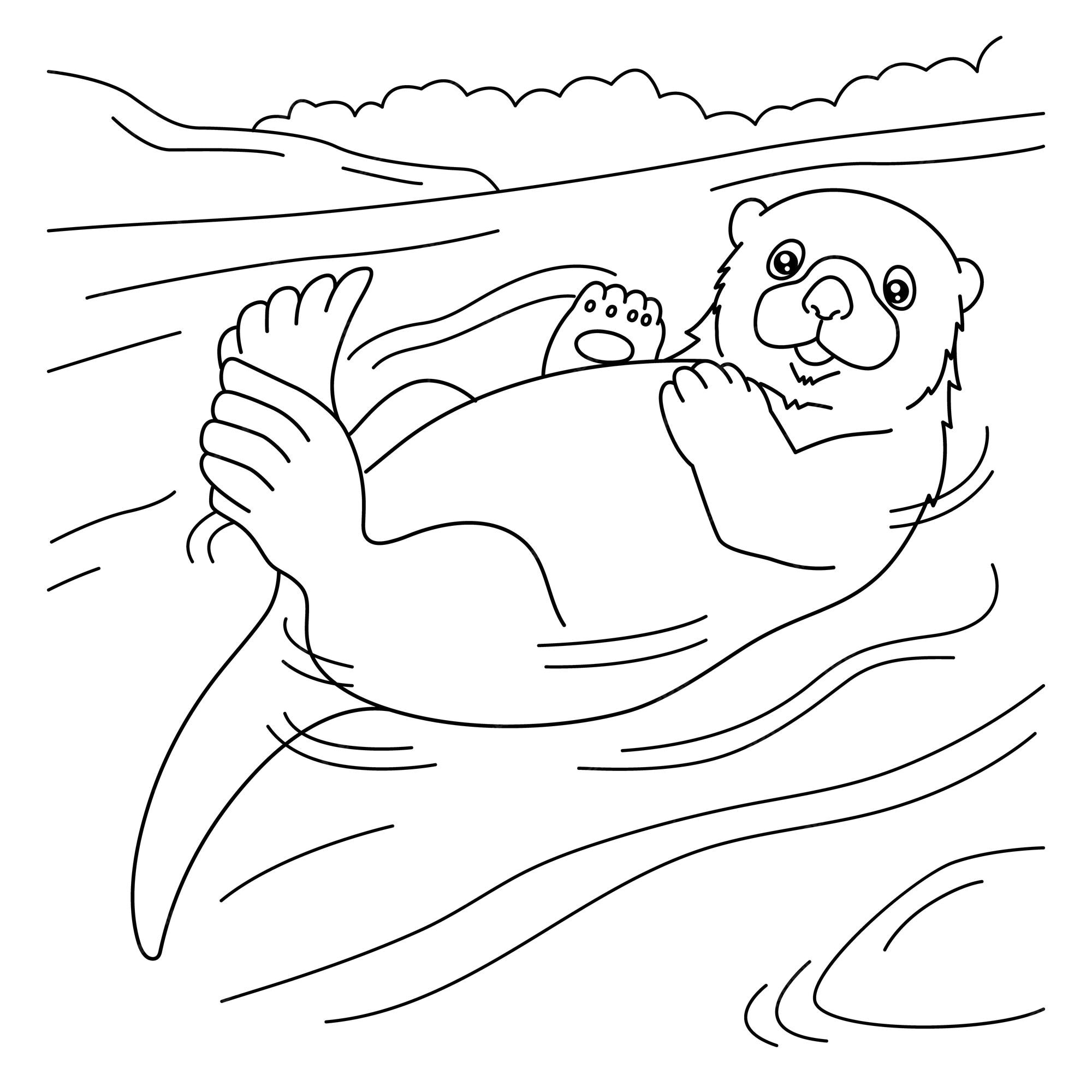 Premium vector sea otter coloring page for kids