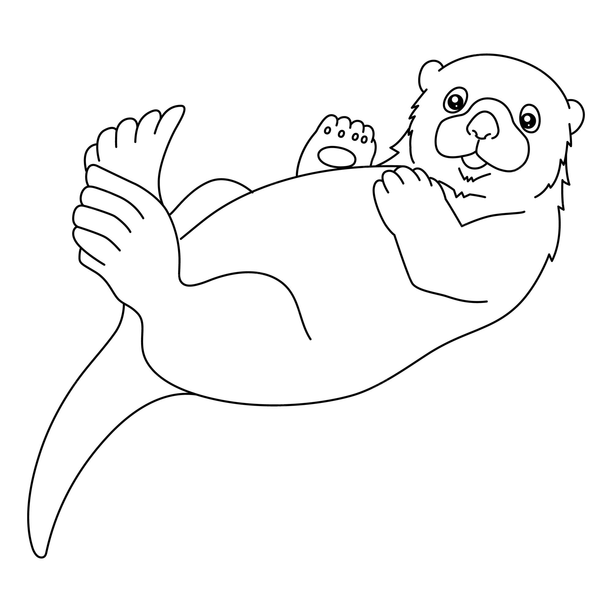 Premium vector sea otter coloring page isolated for kids