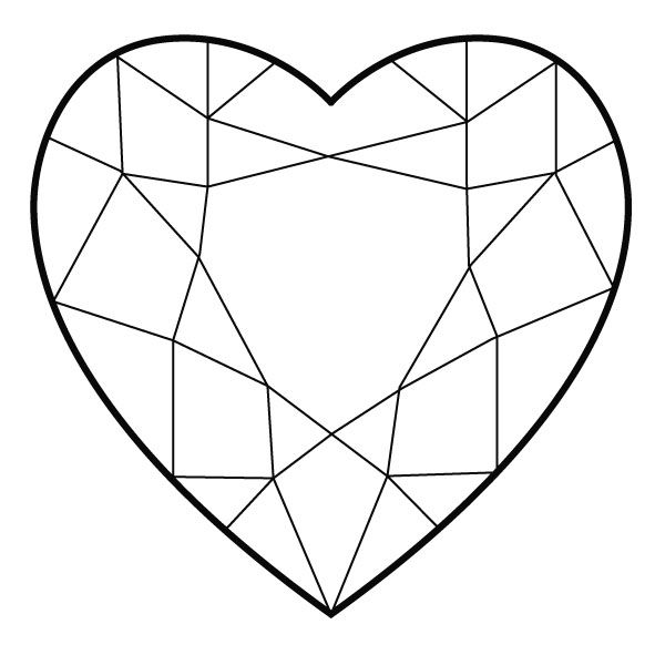 Heart shaped diamond heart coloring pages geometric coloring pages diamond illustration