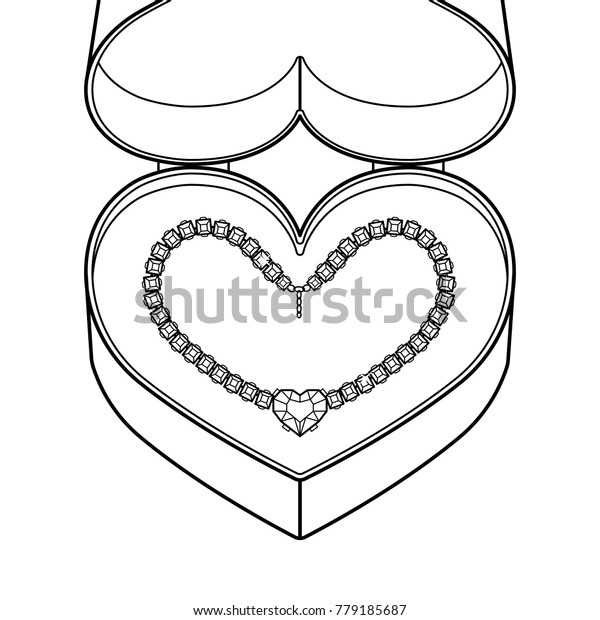 Diamond necklace coloring book black white stock vector royalty free