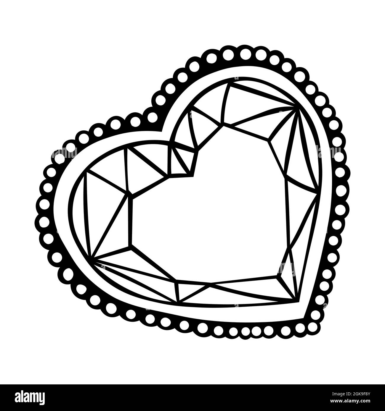 Heart diamond doodle precious stone graphics hand draw symbol vector icon logo illustration stock vector image art