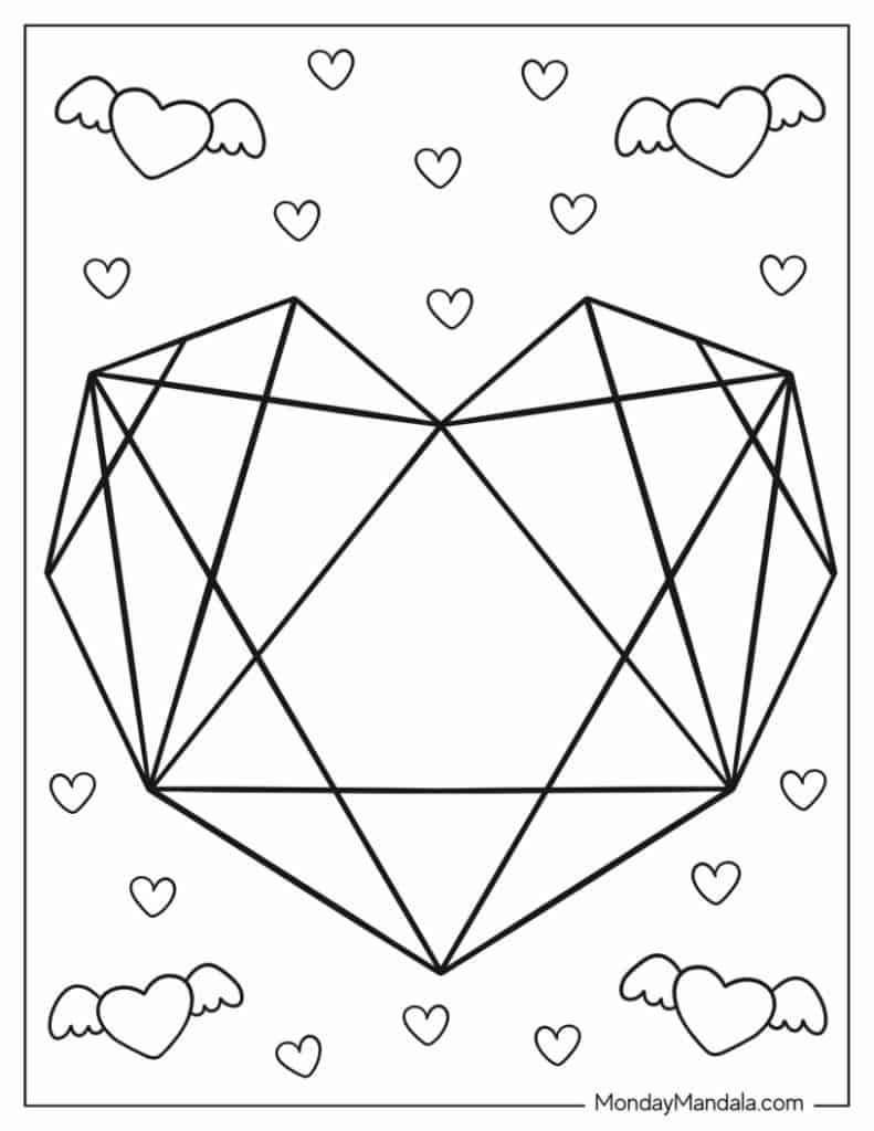 Heart coloring pages free pdf printables