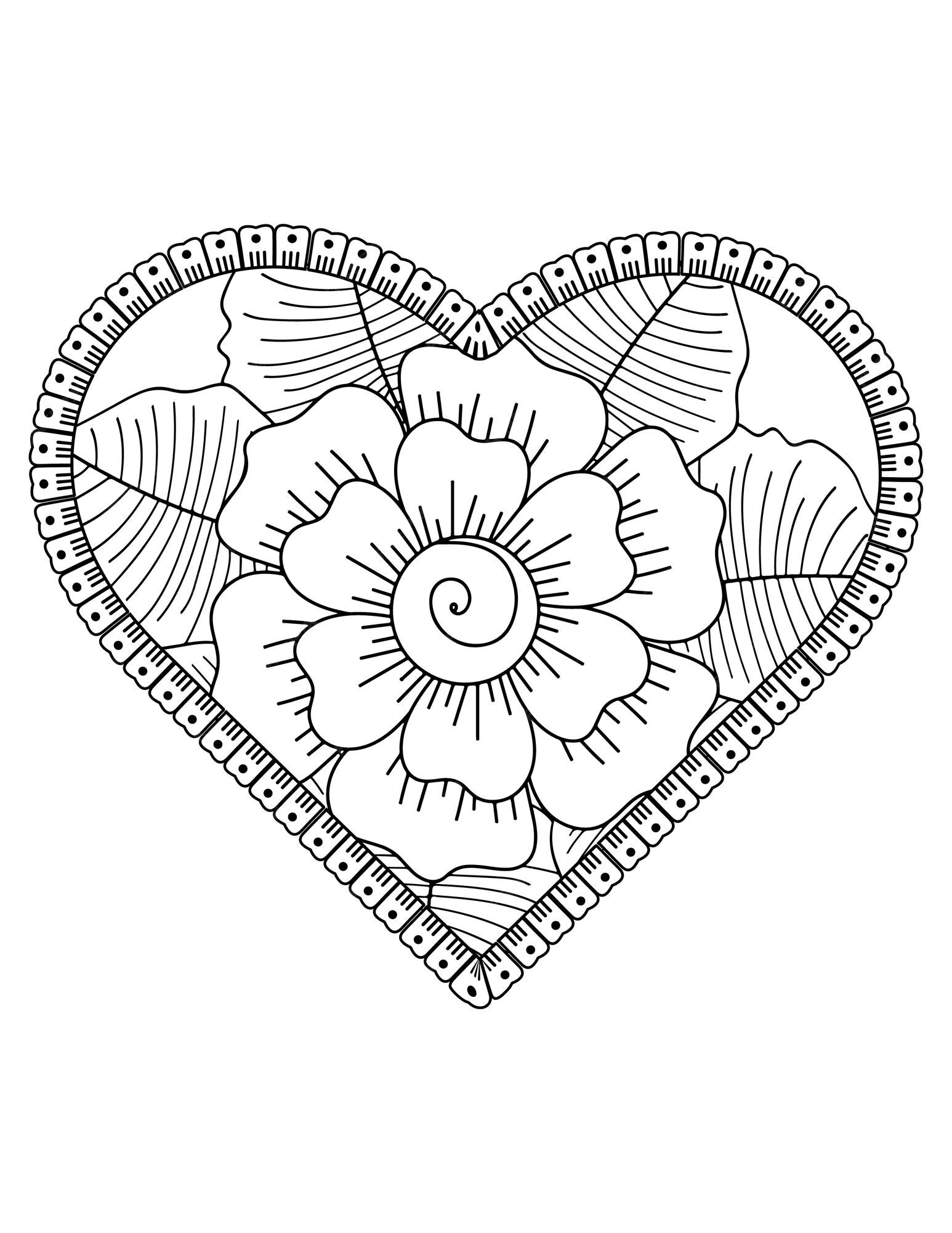 Premium vector heart coloring page for adult and kids love coloring vector valentine pattern design valentine