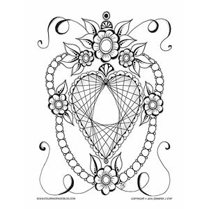 Diamond heart valentines coloring page