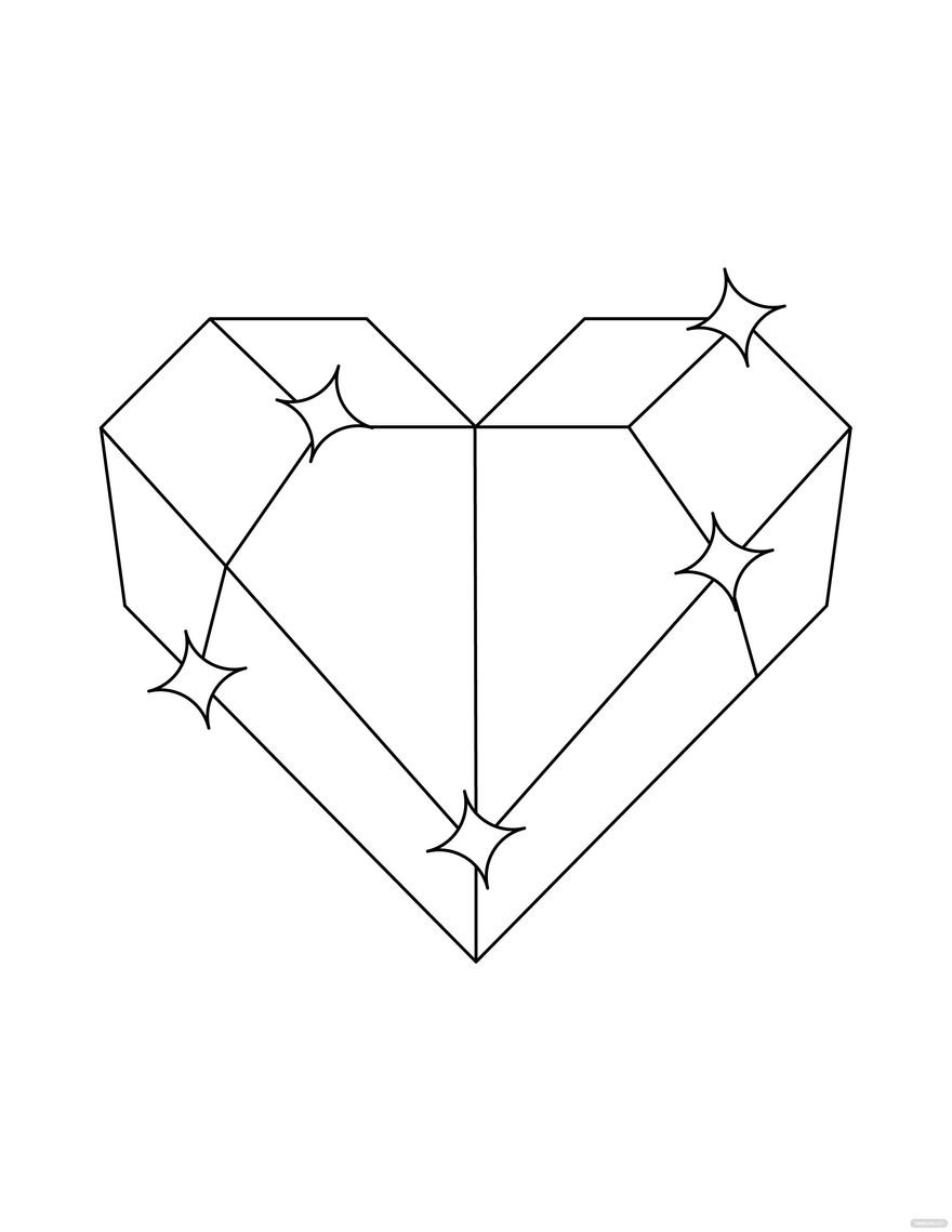 Free diamond heart coloring page outline