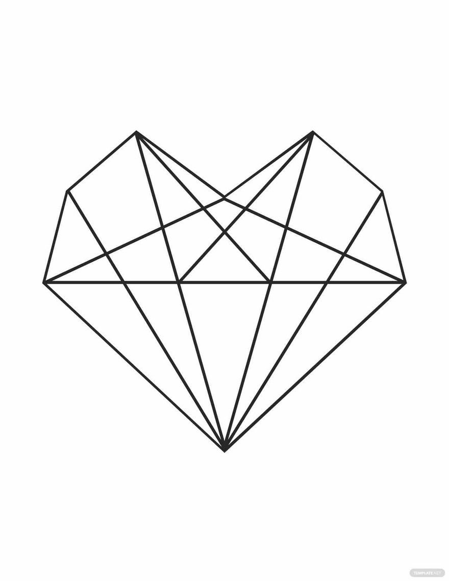 Free diamond heart coloring page