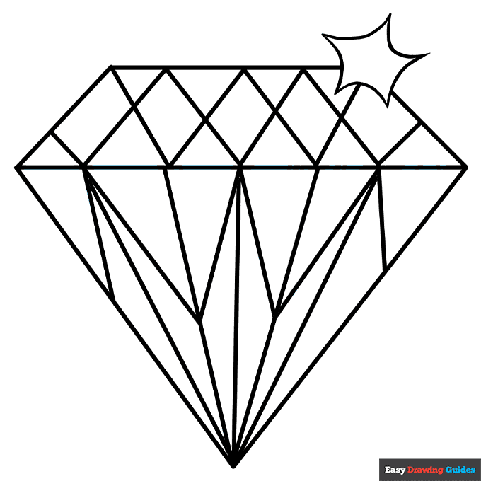 Diamond coloring page easy drawing guides