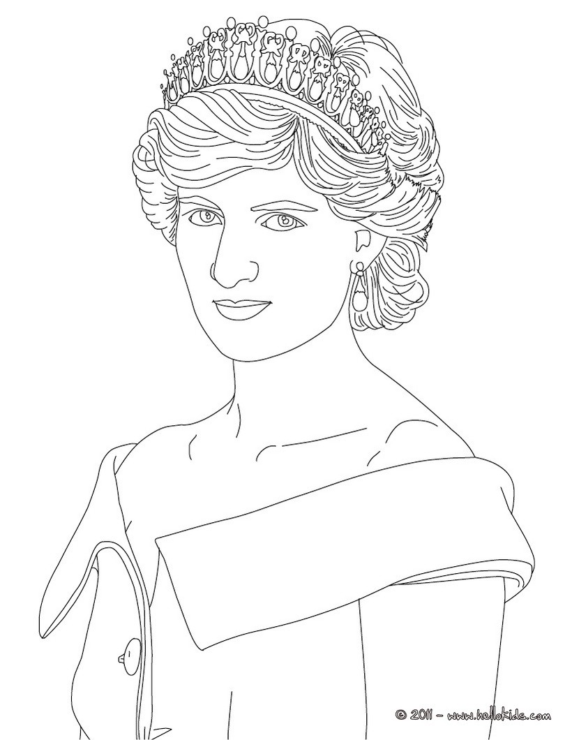 Princess diana of wales coloring pages