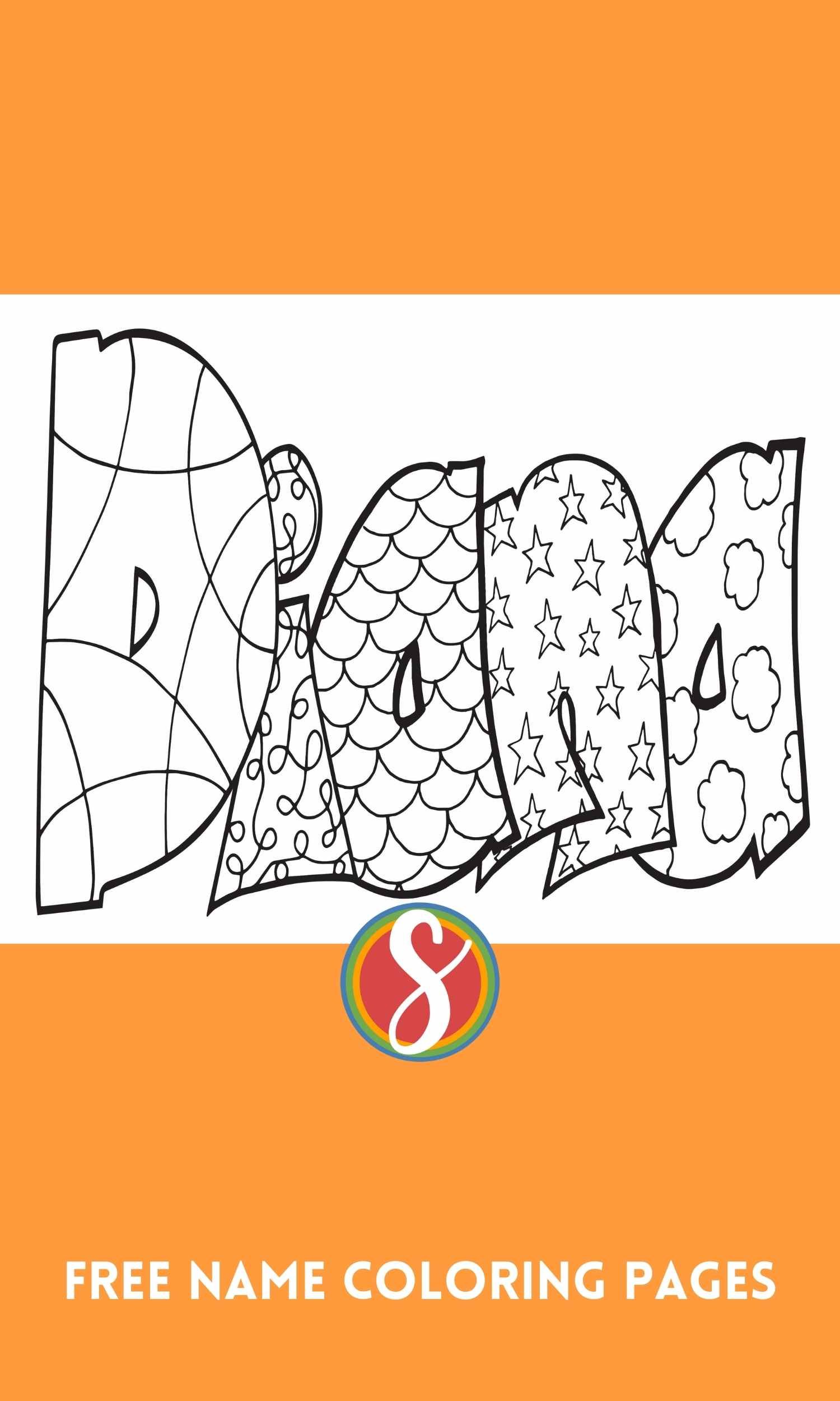 Free diana name coloring page printable â stevie doodles