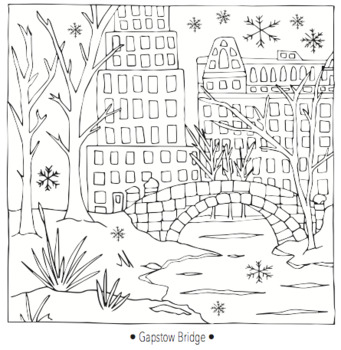 New york winter coloring pages by professional coloring book artist detailed