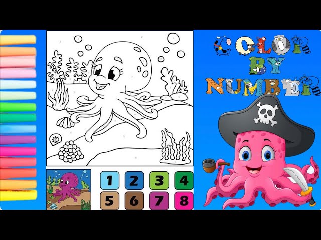 Coloring octopus color by nuber coloring page