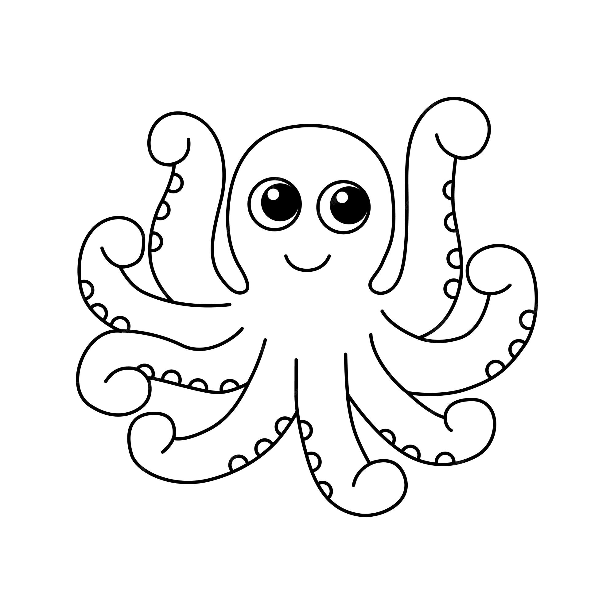 Premium vector basic octopus cartoon coloring page illustration vector for kids coloring book