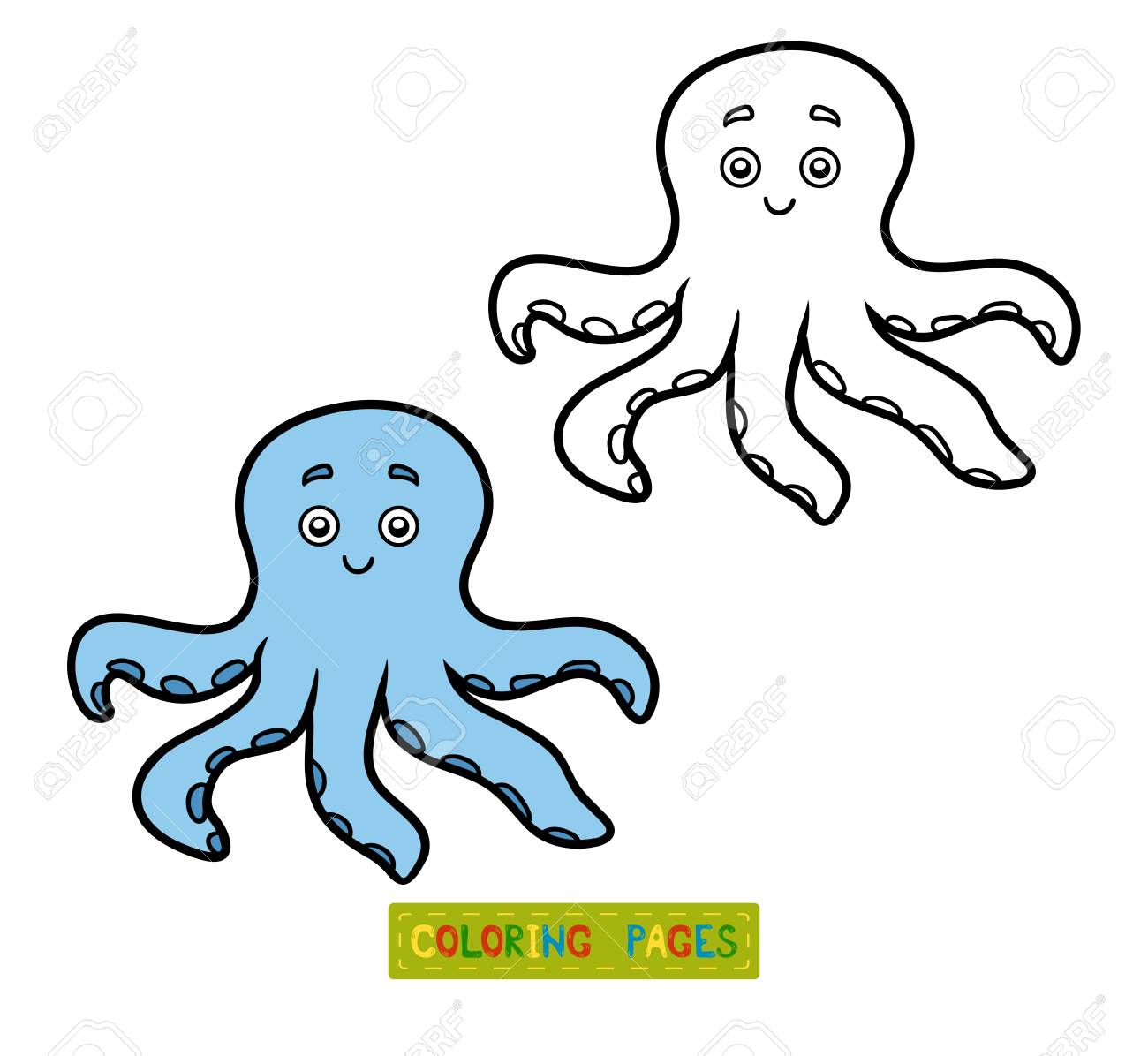 Coloring book for children coloring page with little octopus royalty free svg cliparts vectors and stock illustration image