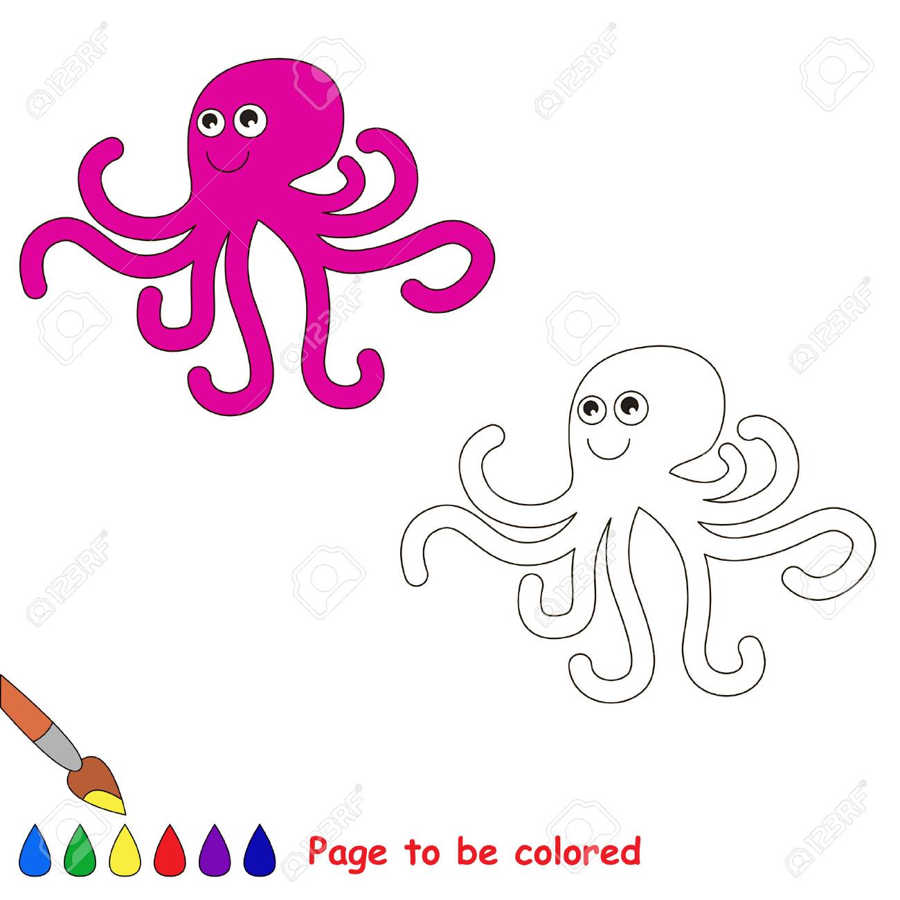 Cartoon octopus to be colored coloring page for children royalty free svg cliparts vectors and stock illustration image