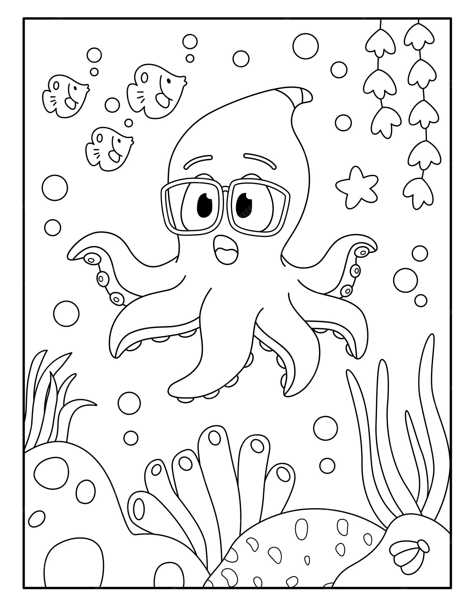 Premium vector octopus coloring pages for kids