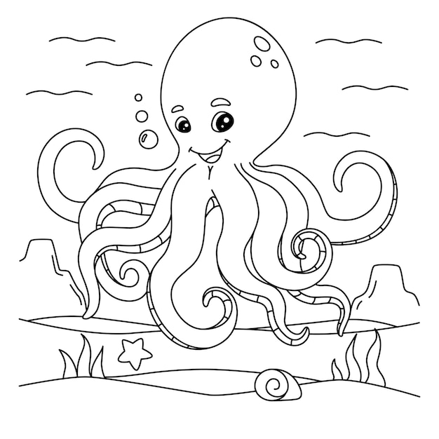 Premium vector octopus coloring page for kids