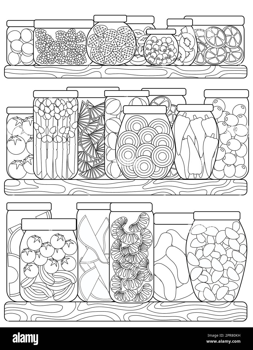 Fruits vegetables coloring book hi