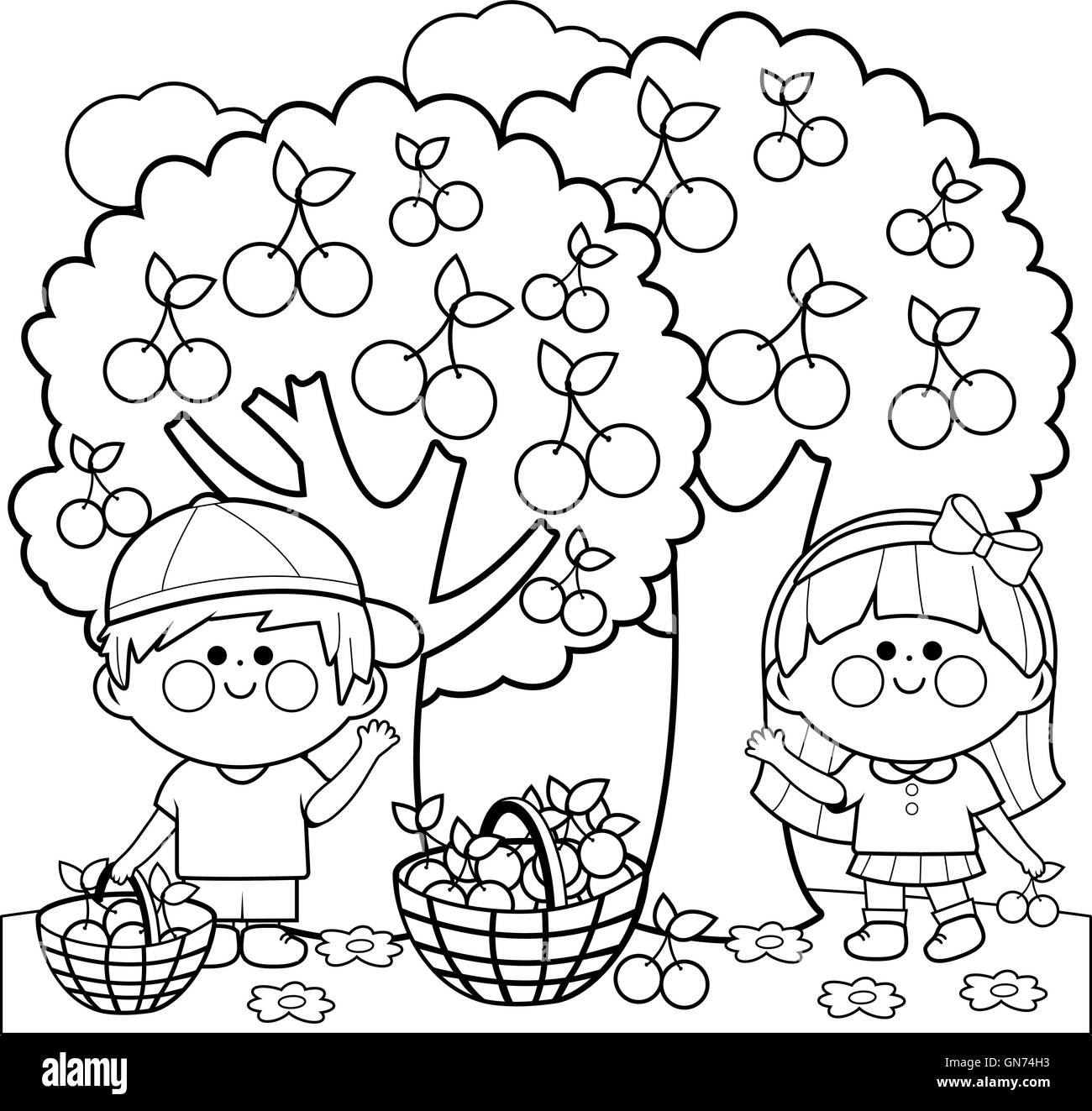 Coloring book kids grass flowers fotografãas e imãgen de alta roluciãn