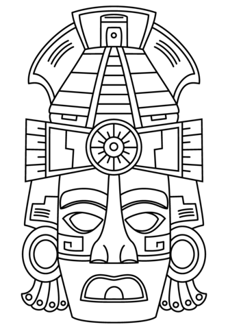 Mayan face mask coloring page free printable coloring pages