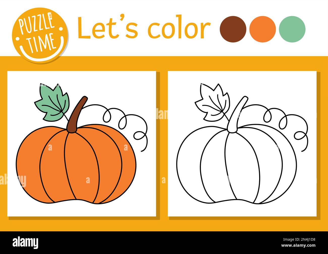 Pãgina para colorear de jardãn para niãos con calabaza vector de otoão ilustraciãn de contorno con vegetal lindo libro de color para niãos con ejemplo de color dibujar imagen vector de stock