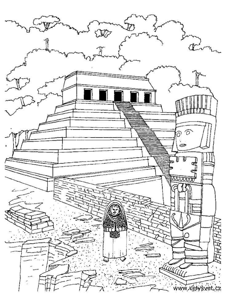 Coloring page of an aztec temple pãginas para colorear dibujos dibujos fãcil