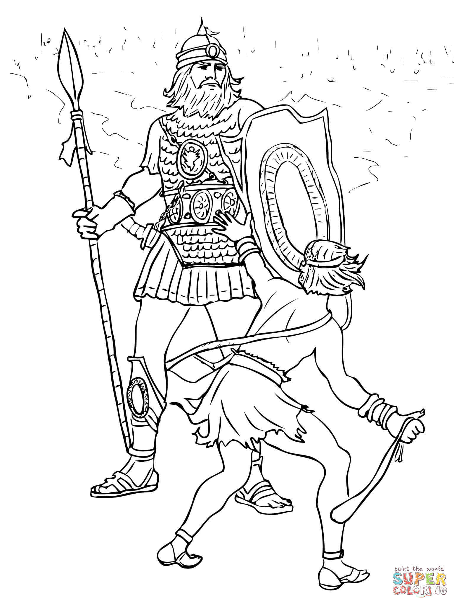 David and goliath fight coloring page free printable coloring pages