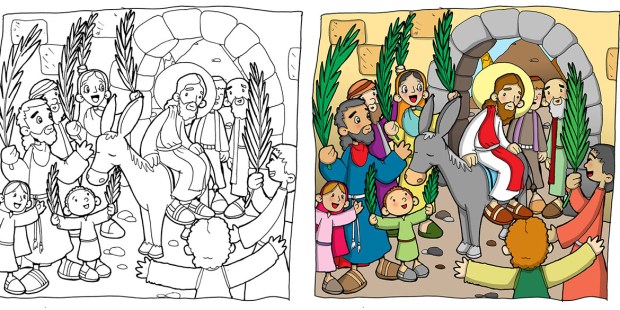 Semana santa en casa un dibujo para colorear el domingo de ramos