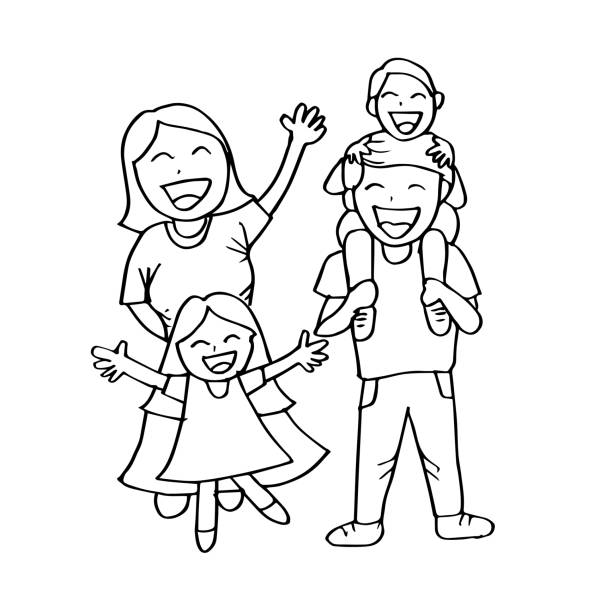 Family coloring together stock illustrations royalty