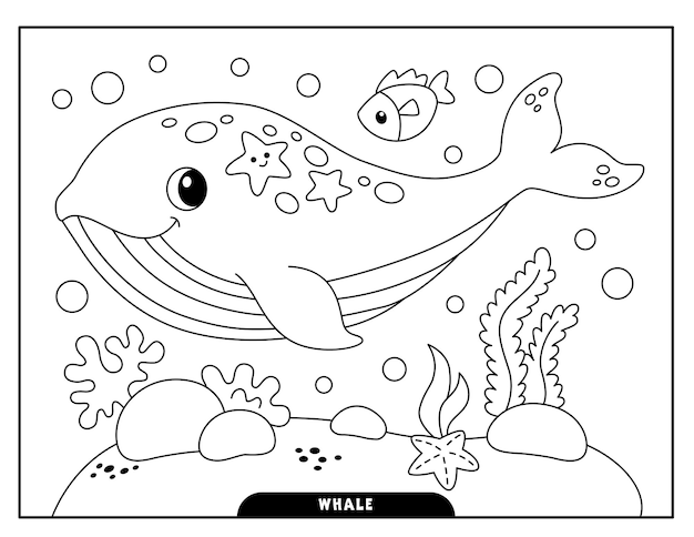 Premium vector whale coloring pages for kids