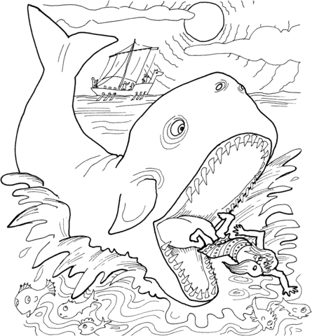 Jonah and the whale coloring page free printable coloring pag bible coloring pag jonah and the whale whale coloring pag