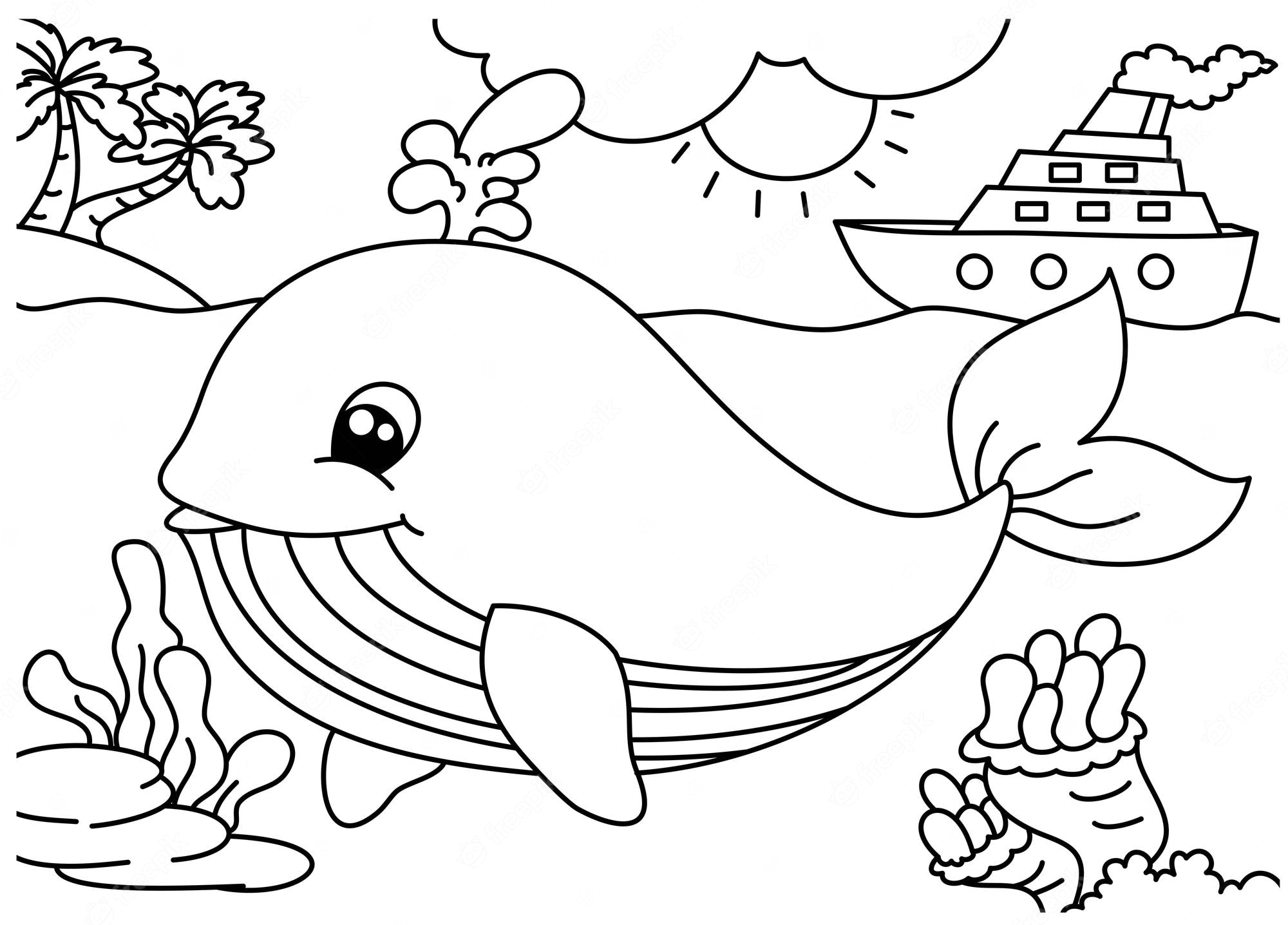 Whale coloring pages animals vectors illustrations for free download