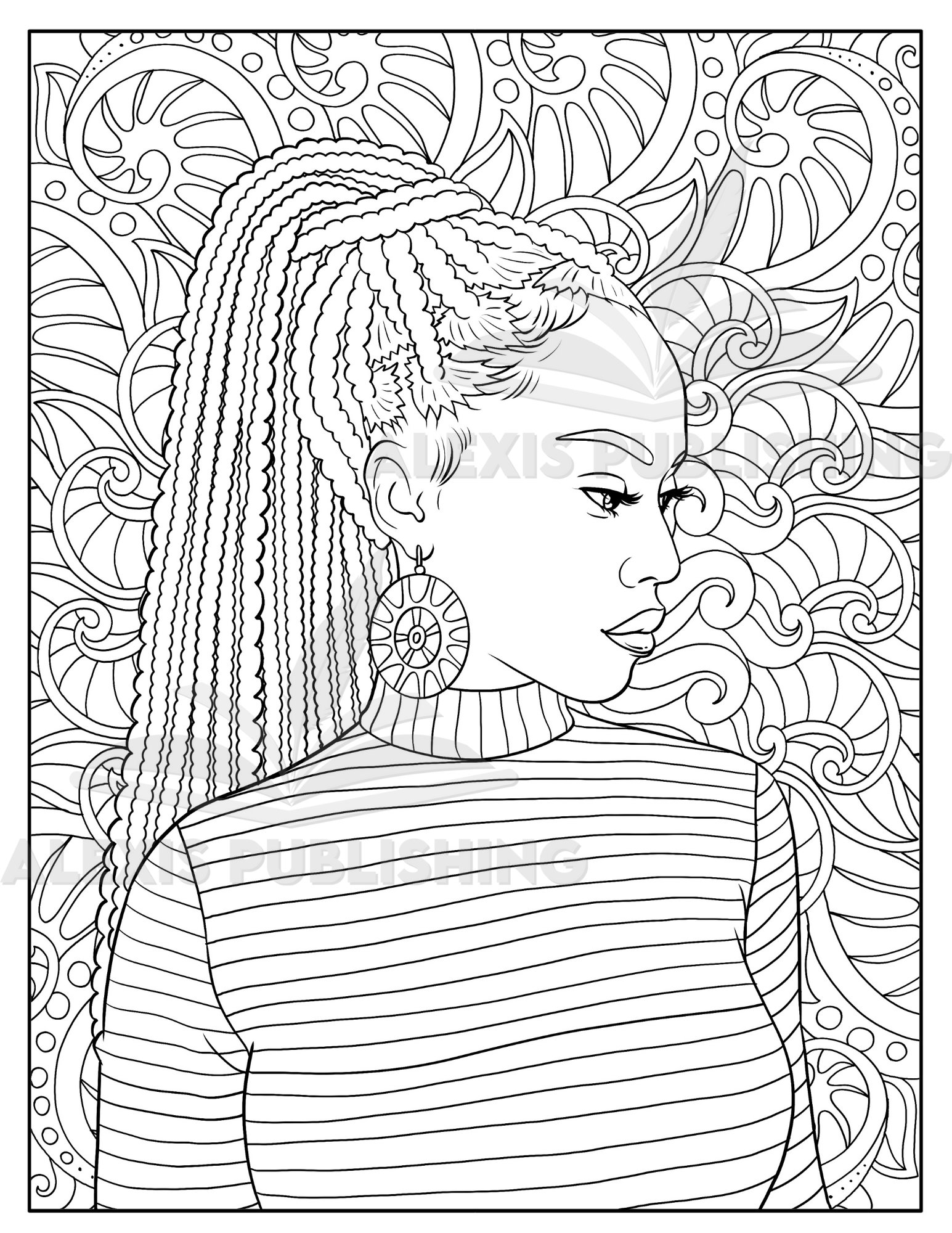 Dibujo para colorear para adultos imprimible hermoso retrato de mujer negra descargar ilustraciãn archivo jpg imprimible