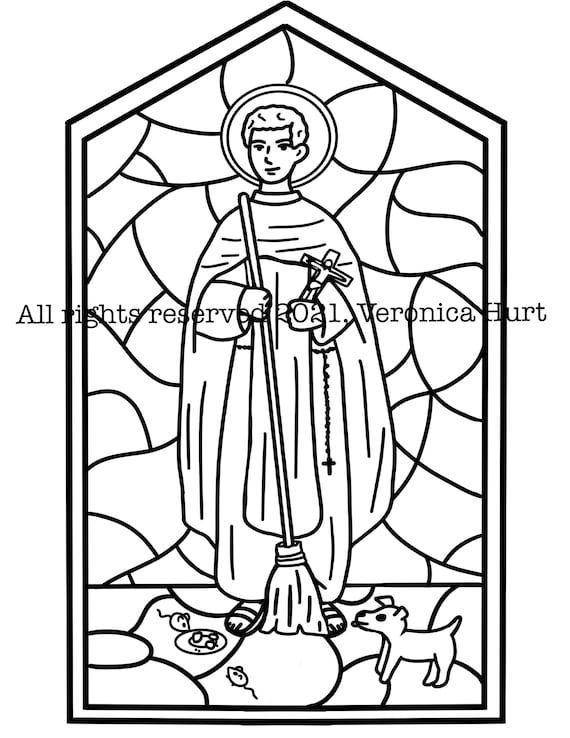 Dibujo para colorear de vidrieras catãlicas de san martãn de porres santo de noviembre para niãos mayores de aãos