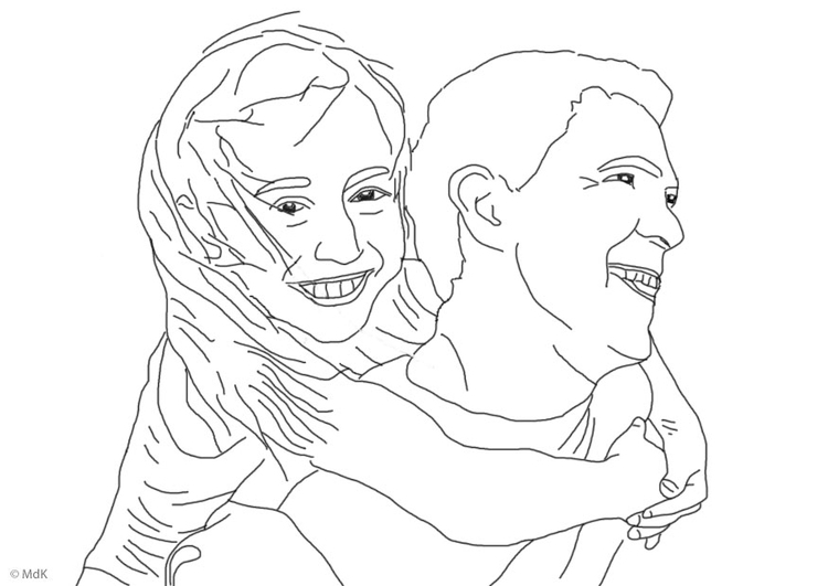 Dibujo para colorear padre e hija