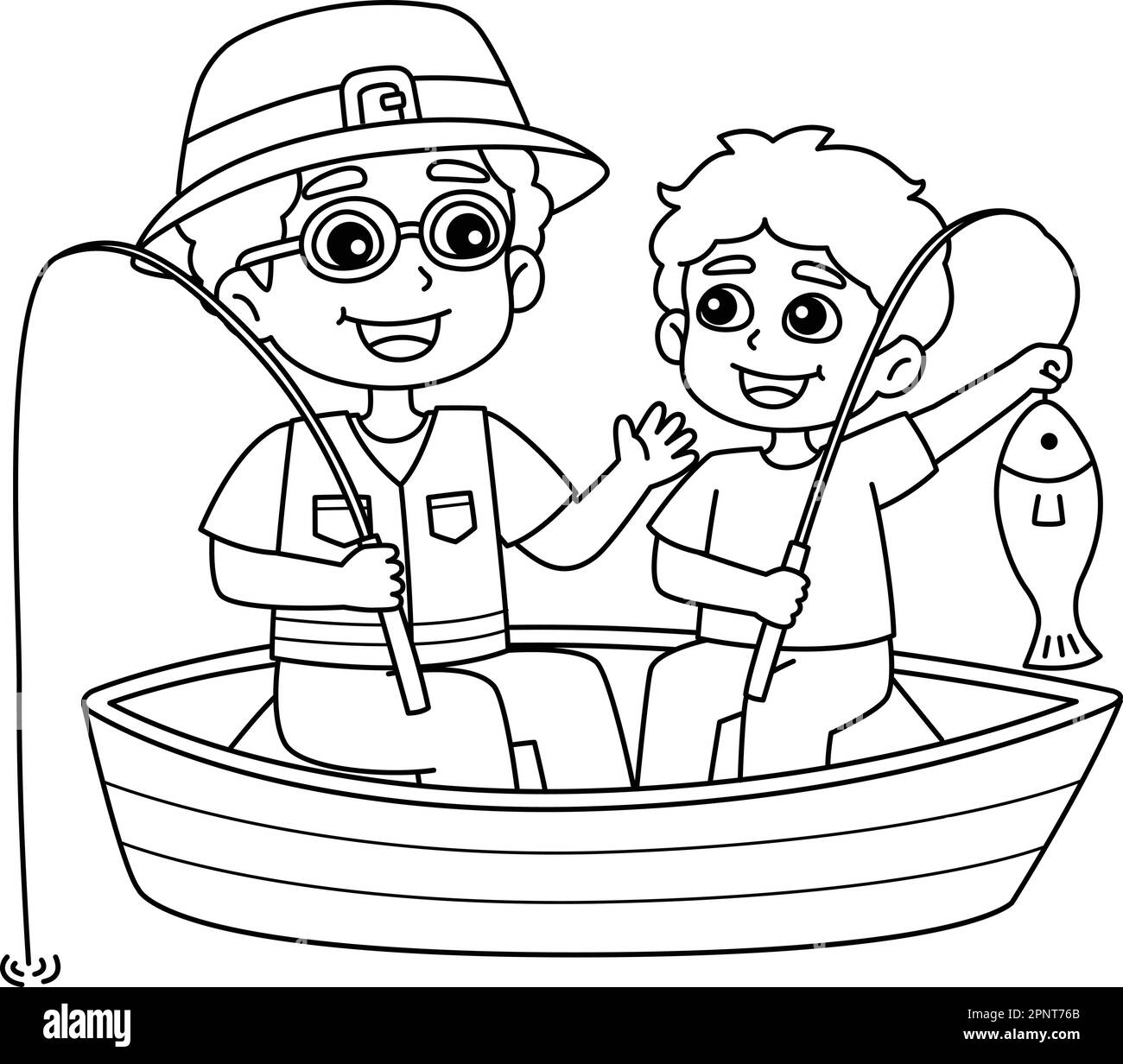 Papa e hijo para colorear imãgen vectorial de stock