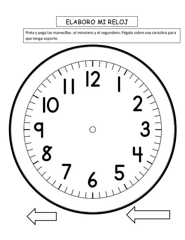 Elaboro mi reloj pinta y pega las manecillas el minutero y el segundero pãgalo sobre una cartulina para que tenâ reloj reloj de manecillas reloj de agujas