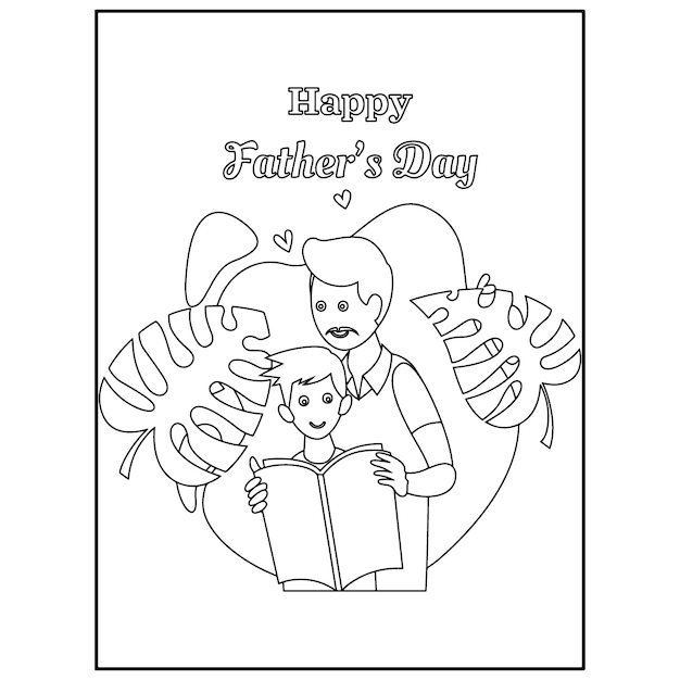 Premium vector father day coloring pages for kids