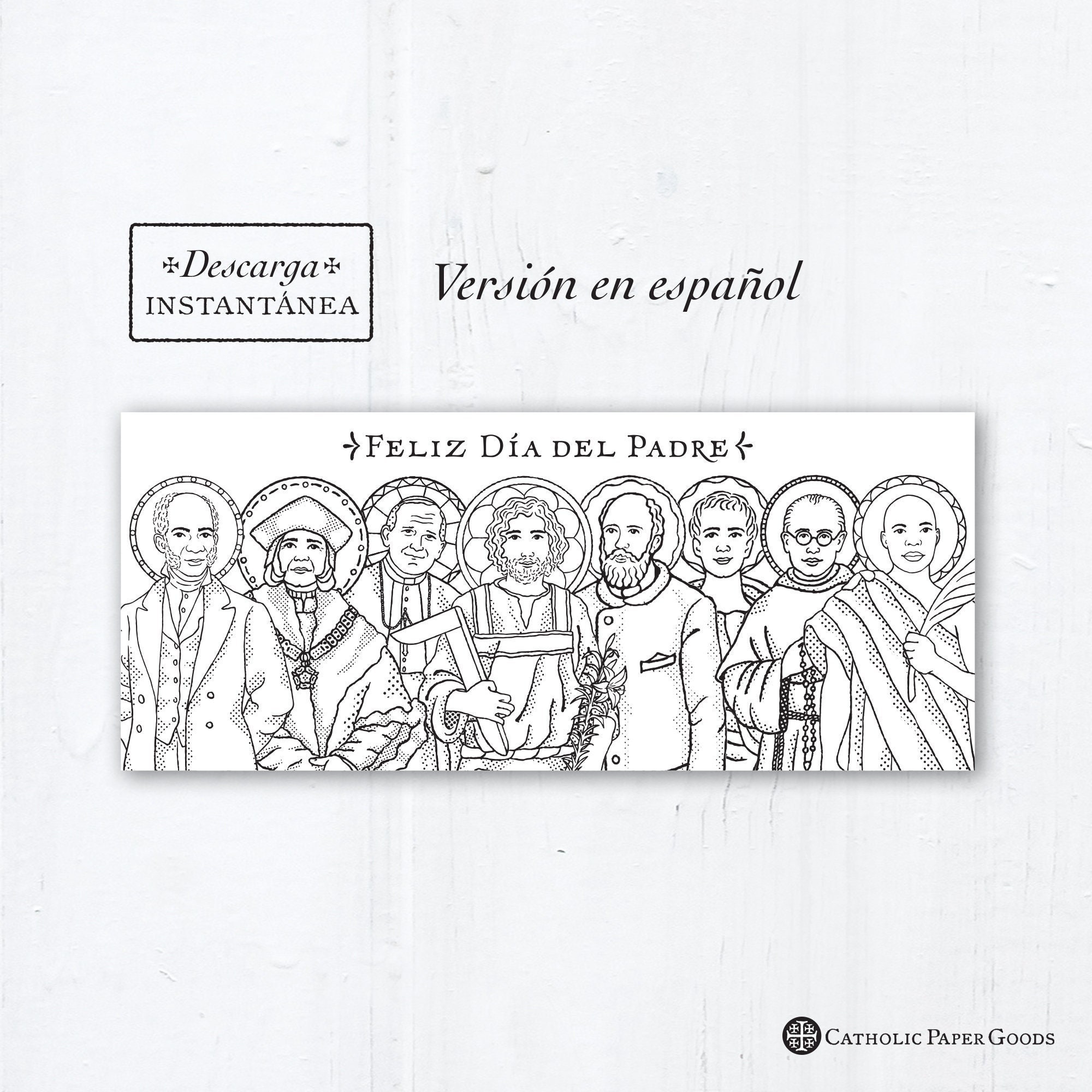 Catholic fathers day card spanish coloring page descarga instantãnea pdf feliz dãa del padre la tarjeta de felicitaciãn catãlica en espaãol