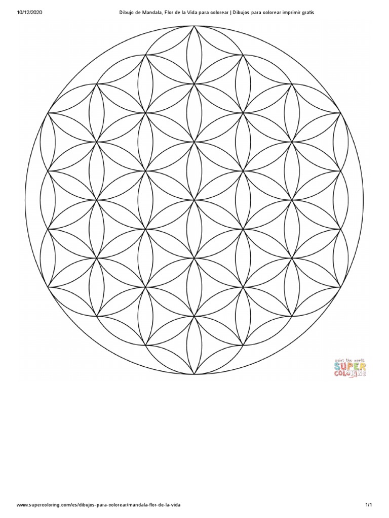 Dibujo de mandala flor de la vida para colorear