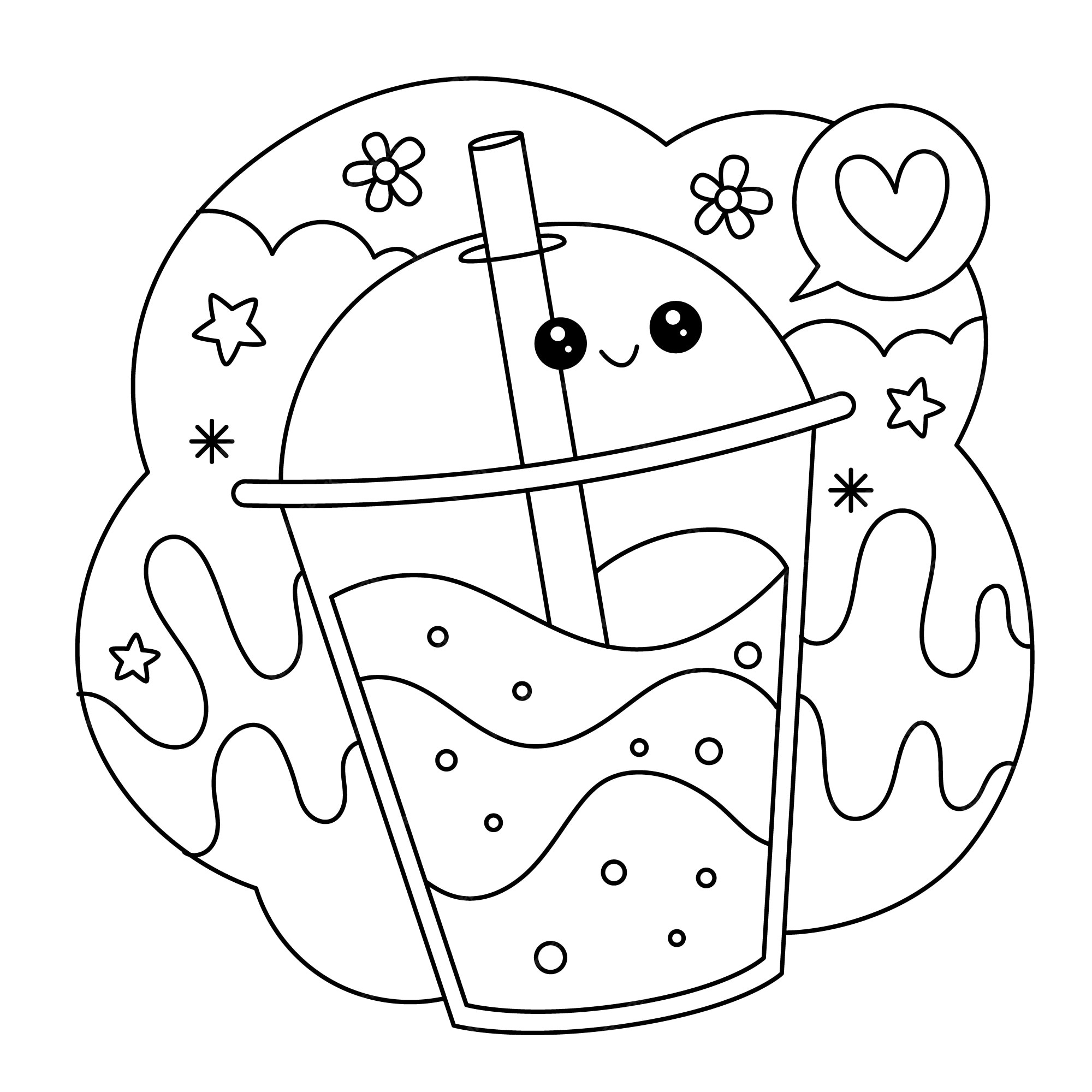 Free vector hand drawn kawaii coloring book illustration