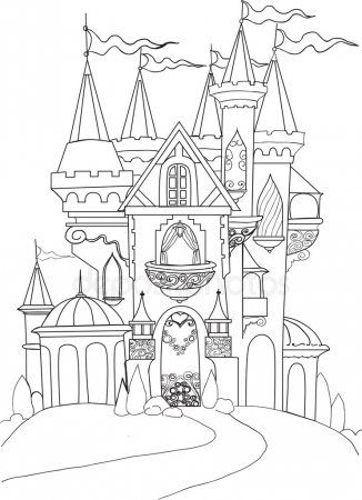 Color libro palacio de hadas â vector de stock coloriage chateau dessin chateau livre de couleur