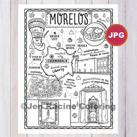 Morelos state coloring page mexico state estados de mexico flag food monuments coloring page jpg download