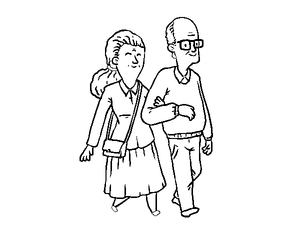 Grandparents couple coloring page